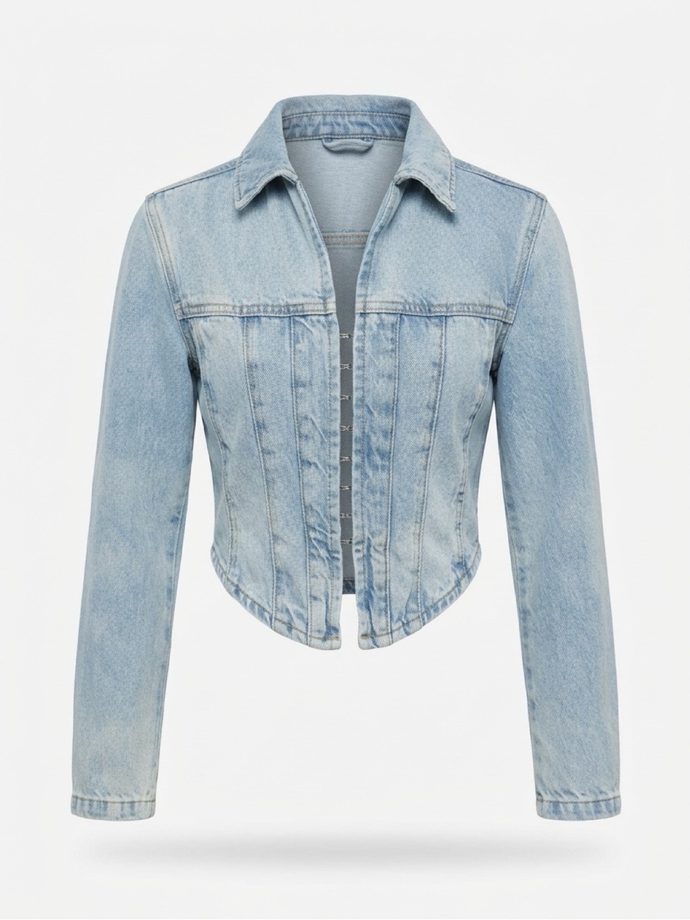 PacSun Light Gray-Blue Cropped Denim Jacket
